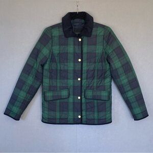 Talbots Quilted Jacket Womens Sz XS Blue Green Tartan Joyful Black Watch Plaid